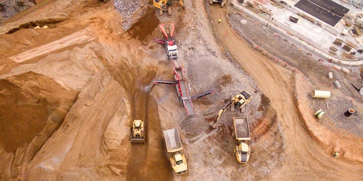 An aerial view of a mining site.