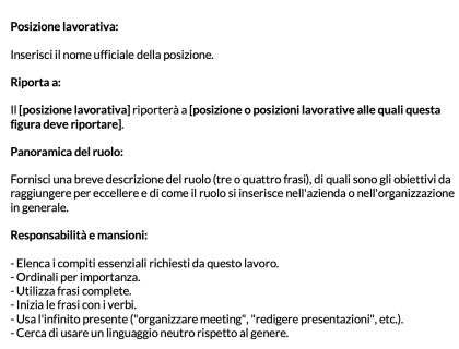 Modello di job description