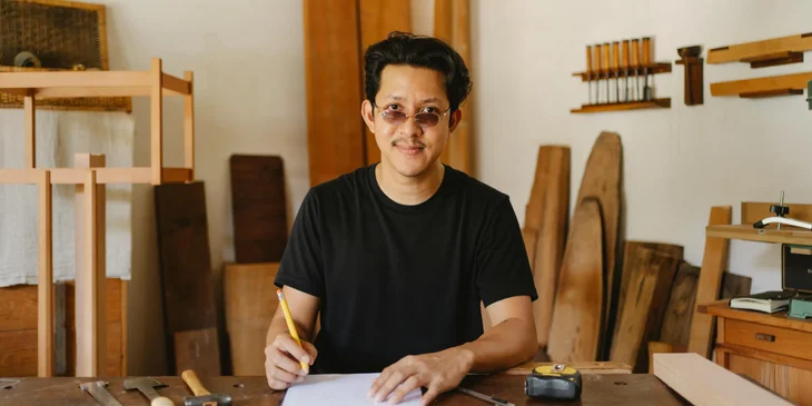A man working at his desk.