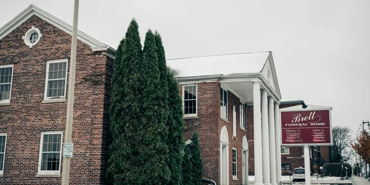A winter view of Brett Funeral Home in Milwaukee, USA.