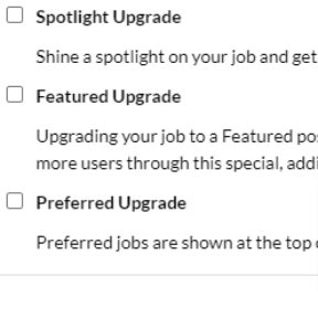 Select job post upgrades.