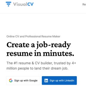 Navigate to the VisualCV home page.
