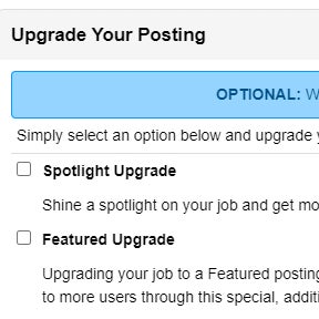 Add upgrades to your job post.