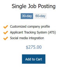 Choose a job posting package.