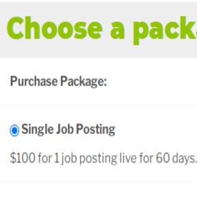 Select your preferred job posting package.