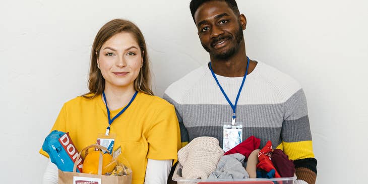 A man and a woman working for a nonprofit organization.
