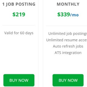 Select a job posting plan.