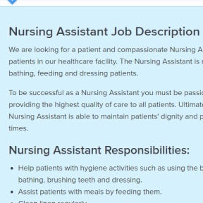 Use a nursing assistant job description template.