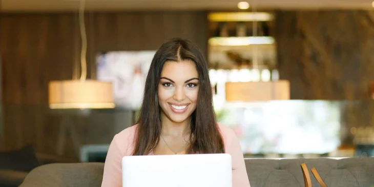 A marketing person working from home.