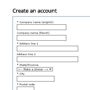 Fill in the account registration form.