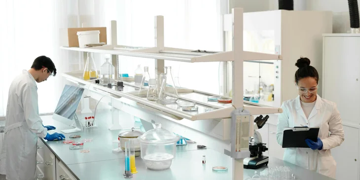 Scientists working in a pharmaceutical laboratory.