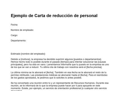 Ejemplo de carta de reducción de personal.