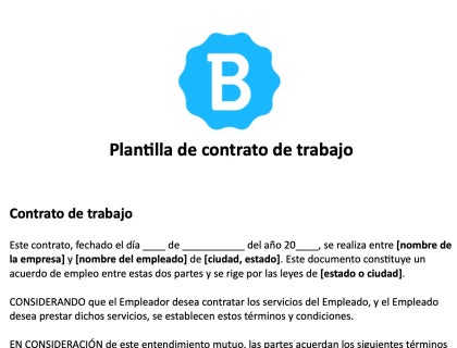 Descarga de la plantilla de contrato de trabajo