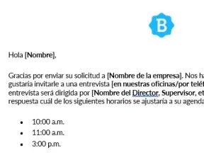 Plantilla de correo electrónico de solicitud de entrevista.