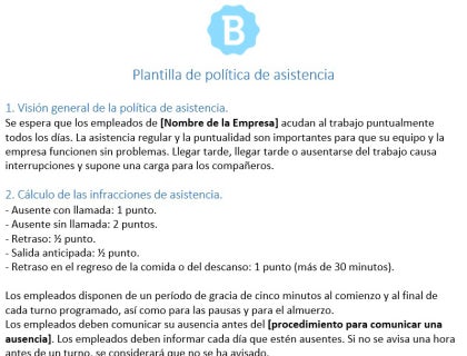 Plantilla de política de asistencia Descargar