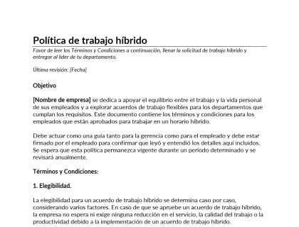 Política de trabajo híbrido.