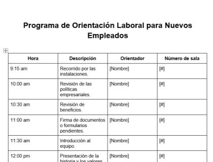 Plantilla para orientación laboral.