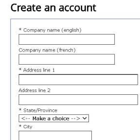 Fill in the account registration form.