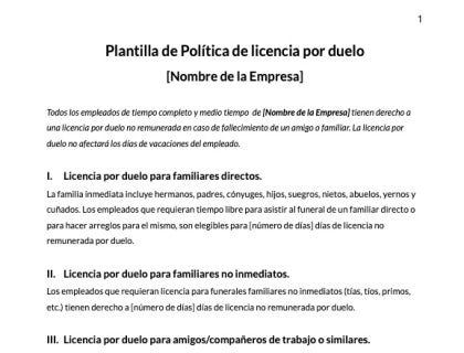 plantilla de política de licencia por duelo descargable