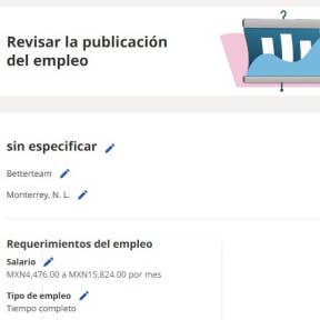 Previsualiza tu publicación de empleo.