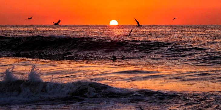 Puesta de sol en playa San Pancho, Nayarit.