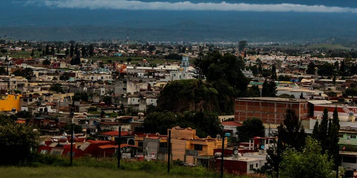 Vista del volcán Popocatépetl desde Puebla.
