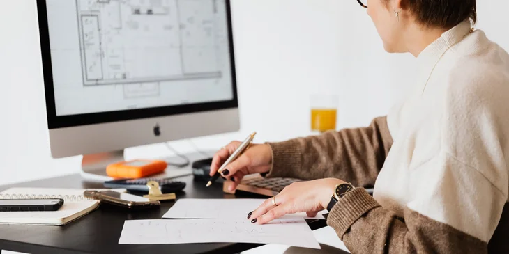 An architect working on her design project.