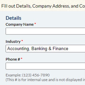 Create your company profile.