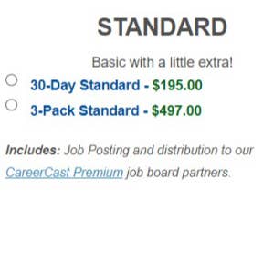 Select a job posting package.