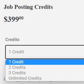 Select your job posting credits.