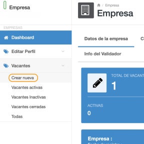 Crea una nueva vacante.