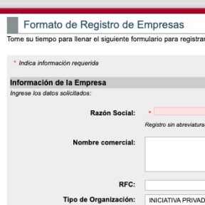 Registra a tu empresa.