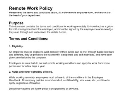 Remote Work Policy Template