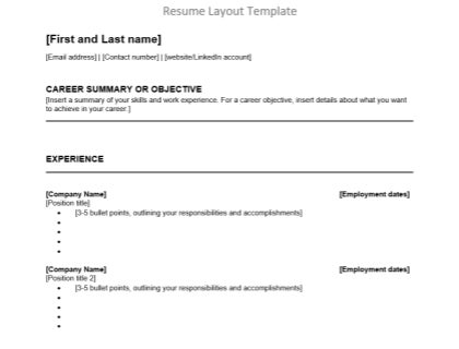 Resume layout template download