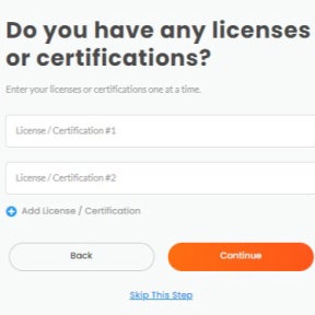 List your certifications.