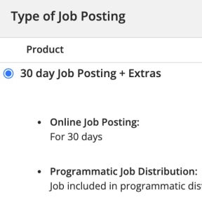Choose a job posting plan.