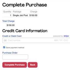 Complete the payment and post your job ad.
