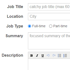 Enter your job posting details.