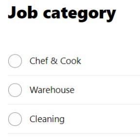 Select a job category.