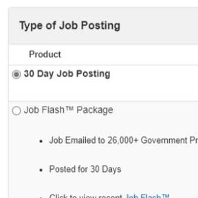 Select a job posting package.
