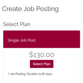 Select a job posting package.