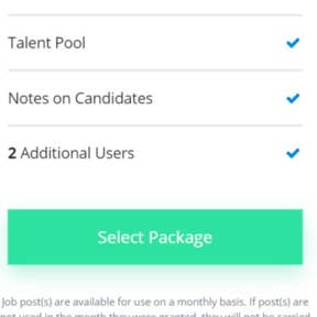 Select a posting package.