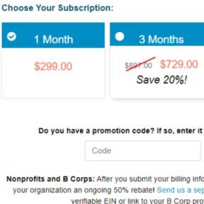 Select a subscription plan.