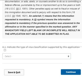 Select the type of Visa you will be applying for.