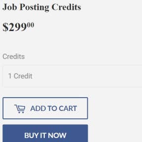 Select your job posting credits.