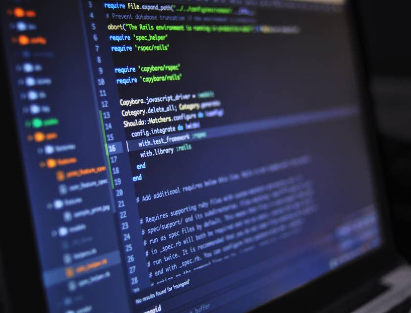 A senior Java developer working on lines of code.