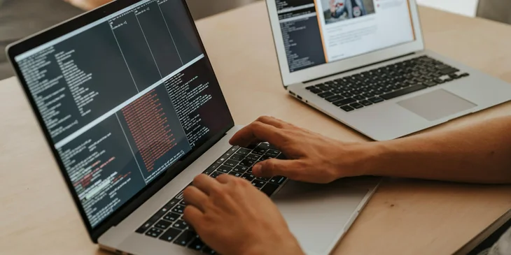 A senior web developer running the program on a computer.