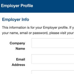 Set up your employer profile.