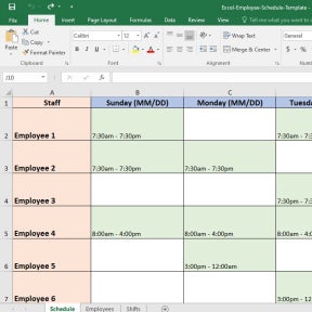 Enter work times under days of the week/dates.