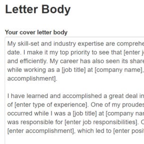 Build and complete the body of the letter.